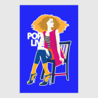 Постер 80 х 120 см Поп арт дизайн. Красивая девушка в полосатой майке