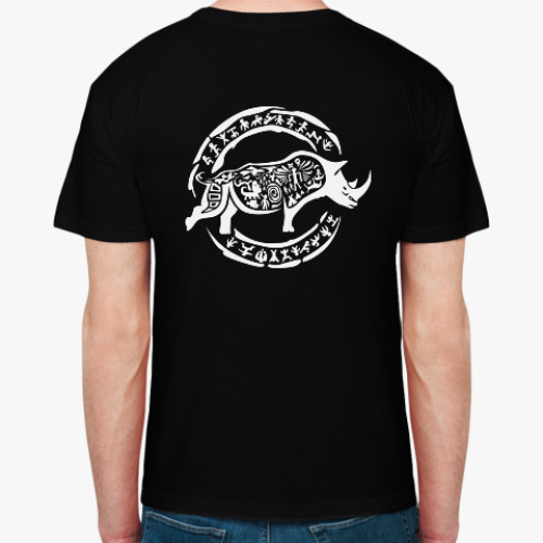 Футболка с принтом Африканский носорог, трайбл