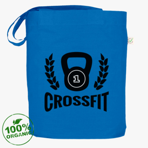 Сумка шоппер с принтом Кроссфит логотип с гирей