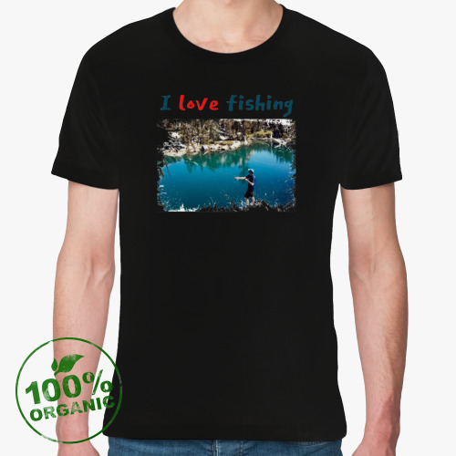 Футболка из органик-хлопка с принтом Я люблю рыбалку
