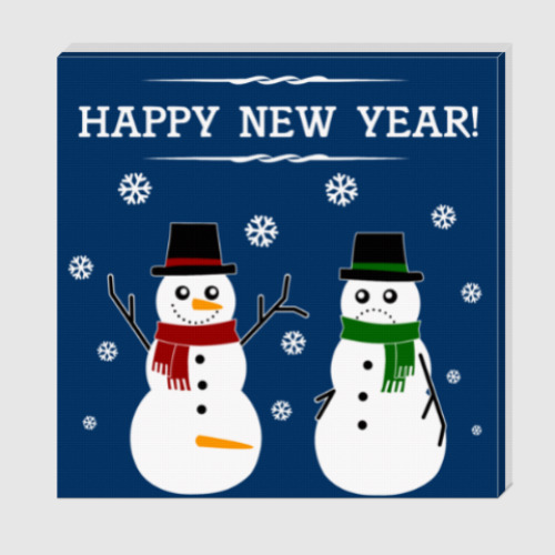 Холст с принтом Happy Snowman