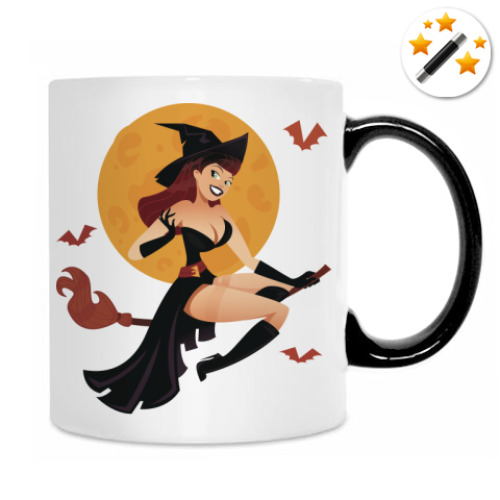 Кружка-хамелеон с принтом Ведьмочка
