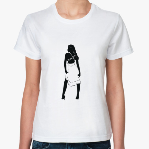 Классическая футболка с принтом Девушка
