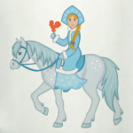 Снегурочка с петушком на палочке