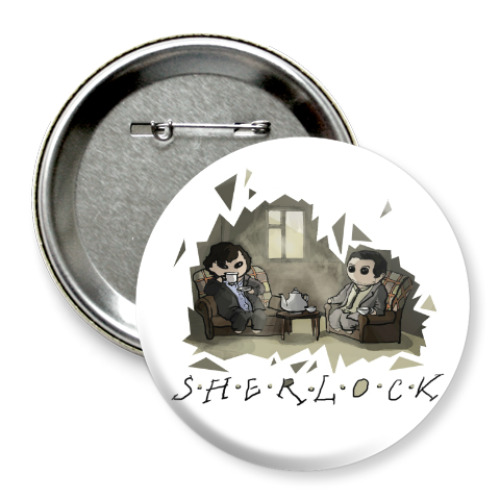 Значок 75мм с принтом Sherlock