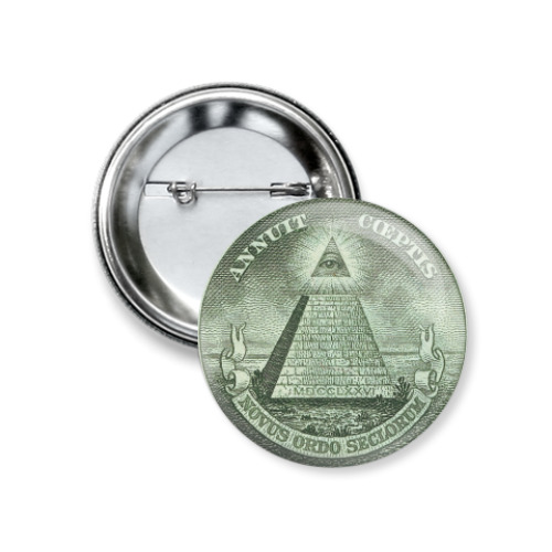 Значок 37мм с принтом Пирамида с доллара