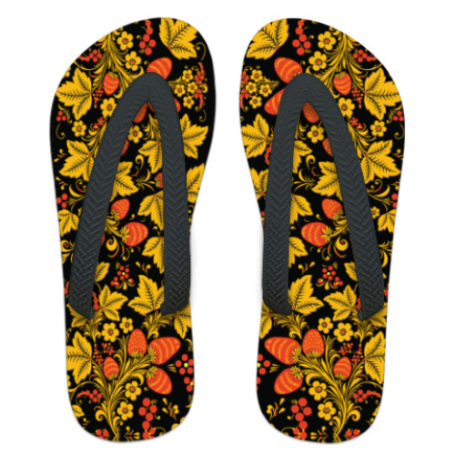 Шлепанцы (сланцы) с принтом  'Хохлома'