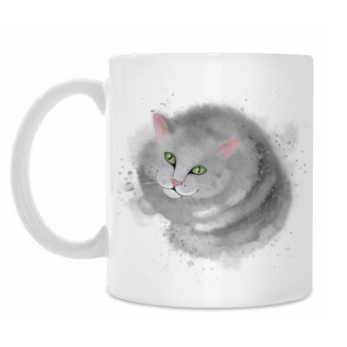 Кружка с принтом Серый кот, кошка