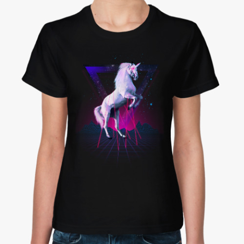 Женская футболка с принтом Лазерный единорог