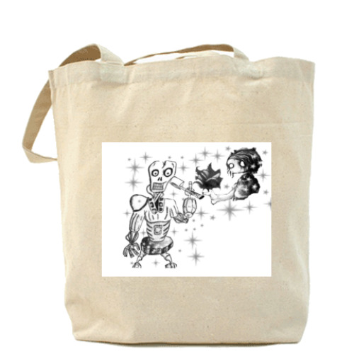 Сумка шоппер с принтом Холщовая сумка "Роболюбовь"