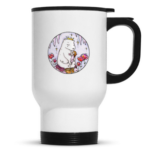 Кружка-термос с принтом Полярный медведь и девочка