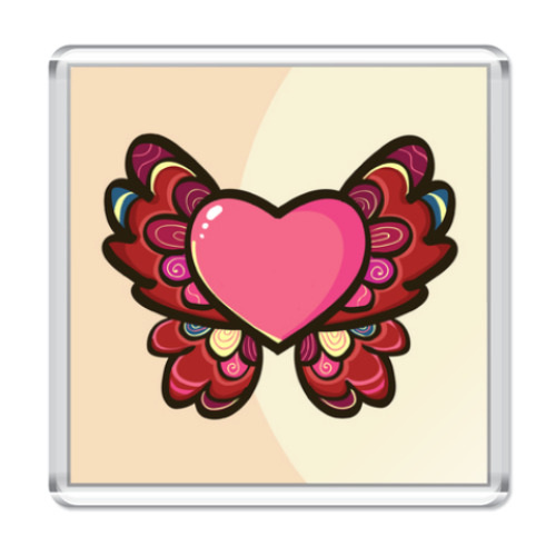 Магнит с принтом Сердце-бабочка