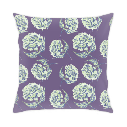 Подушка с принтом Пионы