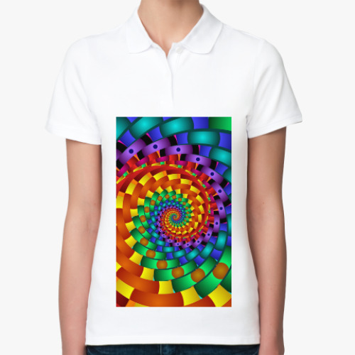 Женская рубашка поло (печать) с принтом Радужный вихрь