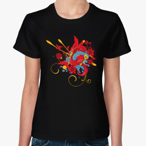 Женская футболка с принтом Птичка