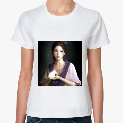 Классическая футболка с принтом Женская футболка, белая