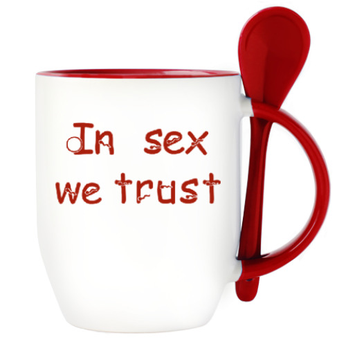 Кружка с ложкой с принтом Про секс