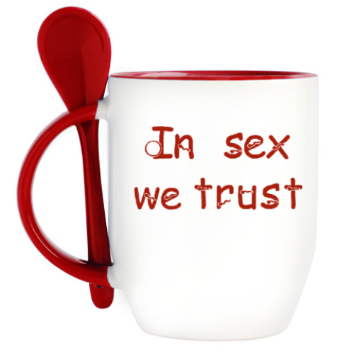 Кружка с ложкой с принтом Про секс
