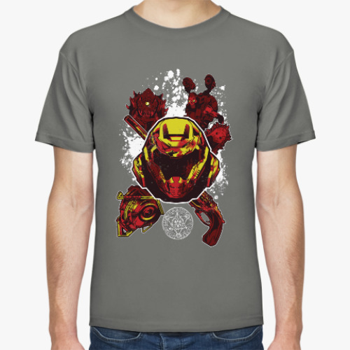 Футболка с принтом Doomguy с друзьями