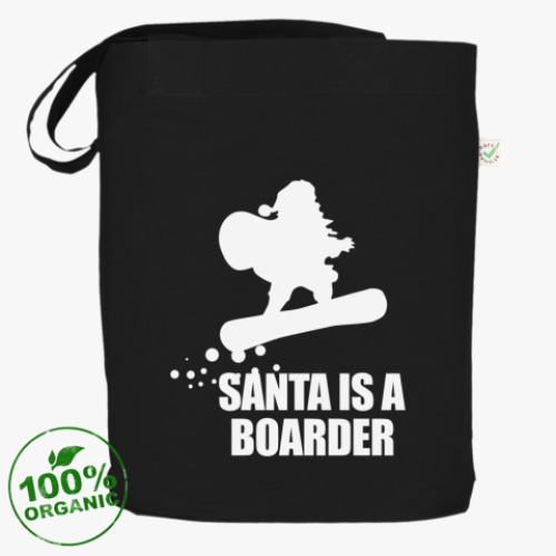 Сумка шоппер с принтом Santa is a boarder!