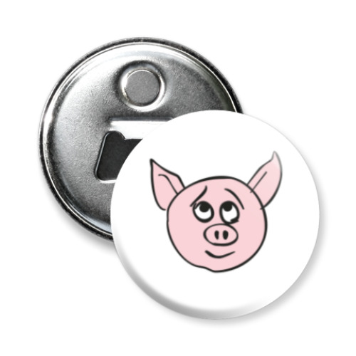 Магнит-открывашка с принтом Задумчивый свин