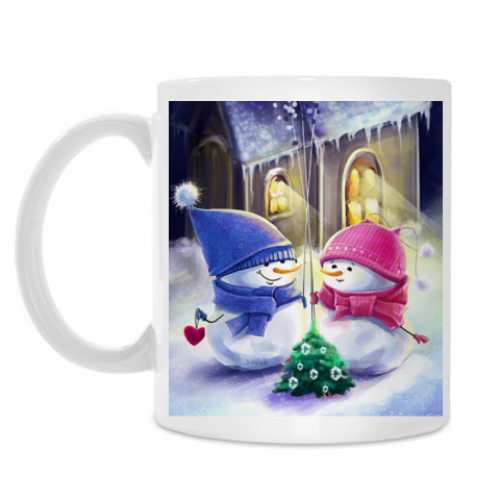 Кружка с принтом Снеговички