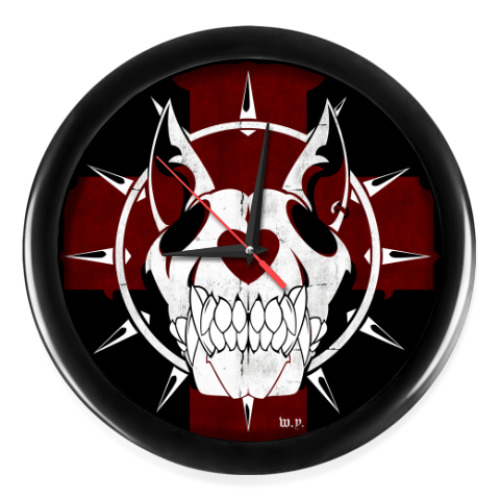 Настенные часы с принтом Dog skull