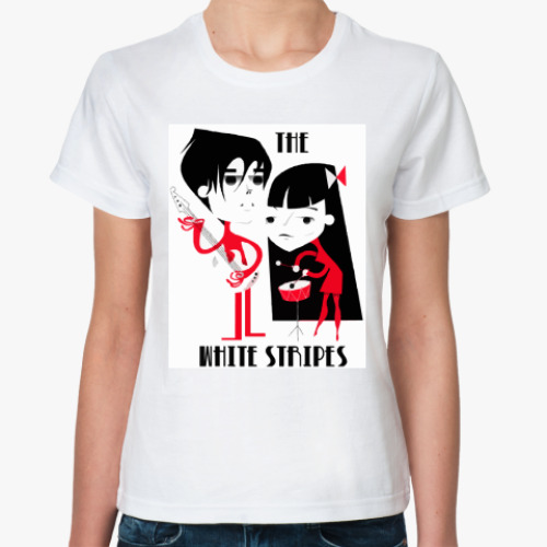 Классическая футболка с принтом  White Stripes