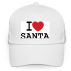 Кепка / бейсболка, белая (печать) Новогодний принт I Love Santa
