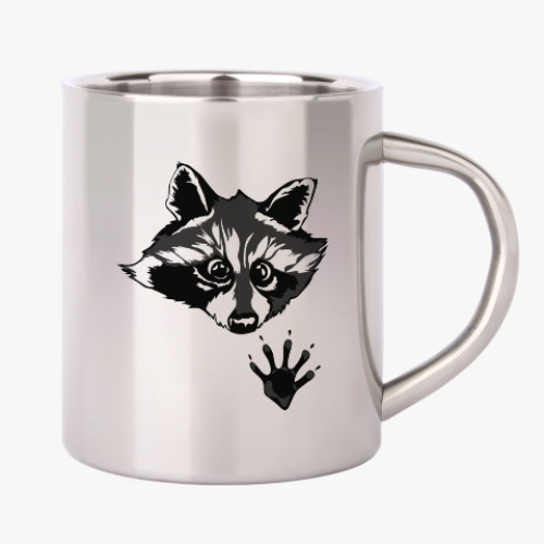 Кружка металлическая с принтом енот