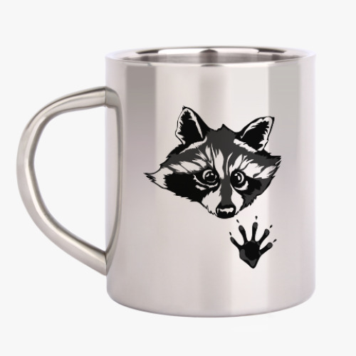 Кружка металлическая с принтом енот