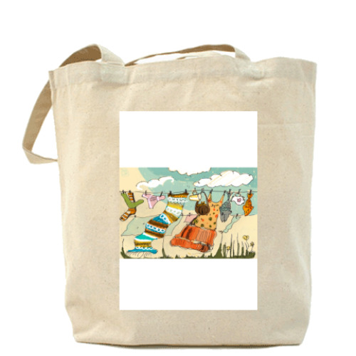 Сумка шоппер с принтом ветер