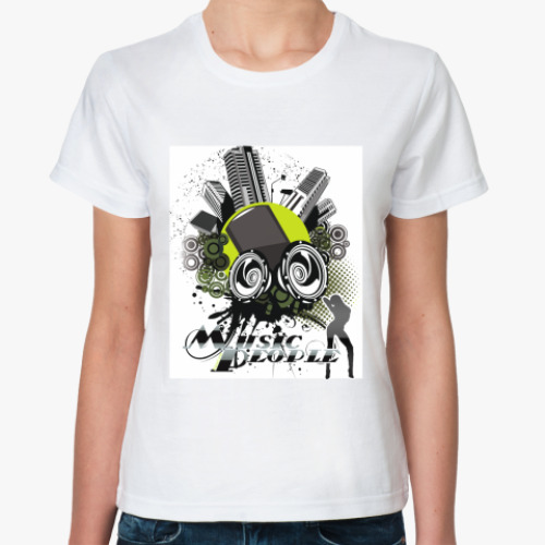 Классическая футболка с принтом Music People