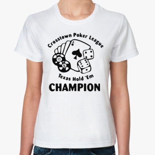 Классическая футболка с принтом texas hold'em champion
