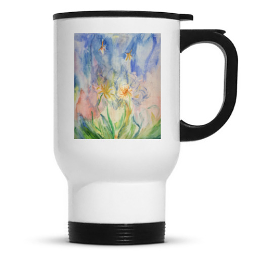 Кружка-термос с принтом Акварель