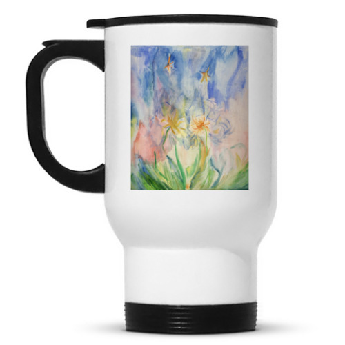 Кружка-термос с принтом Акварель