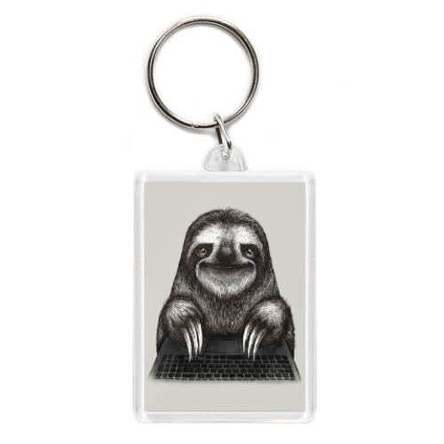 Брелок с принтом Ленивец компьютерный