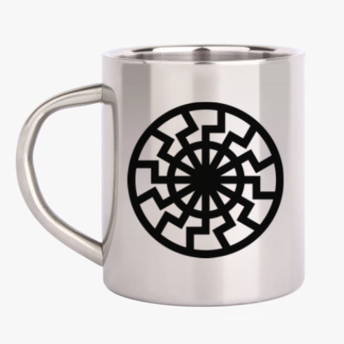 Кружка металлическая с принтом Чёрное Солнце