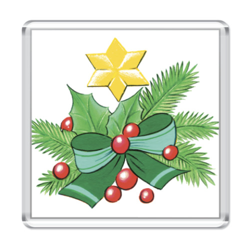 Магнит с принтом Новогодний букет