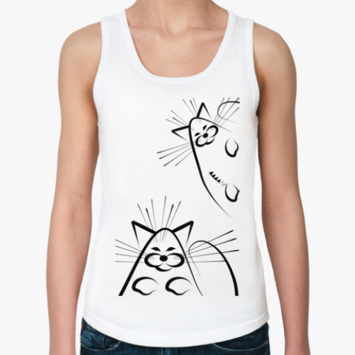 Женская майка с принтом Fat cat