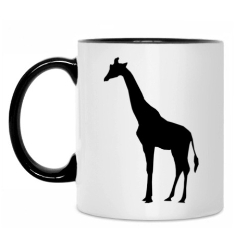 Кружка с принтом Жираф и носорог