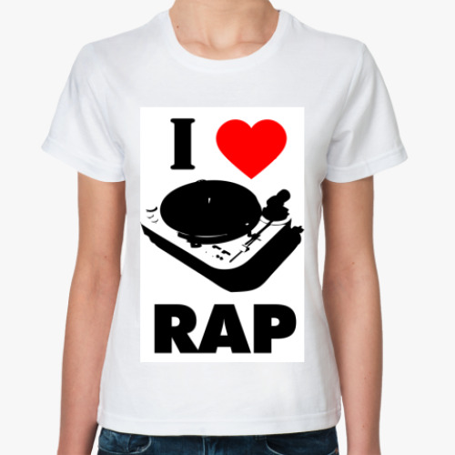 Классическая футболка с принтом I love rap