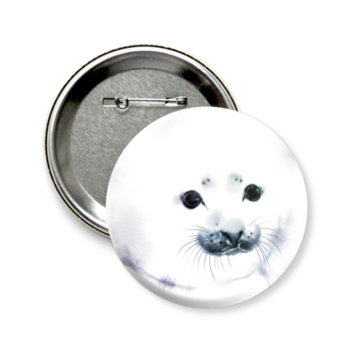 Значок 58мм с принтом Малыш тюлень