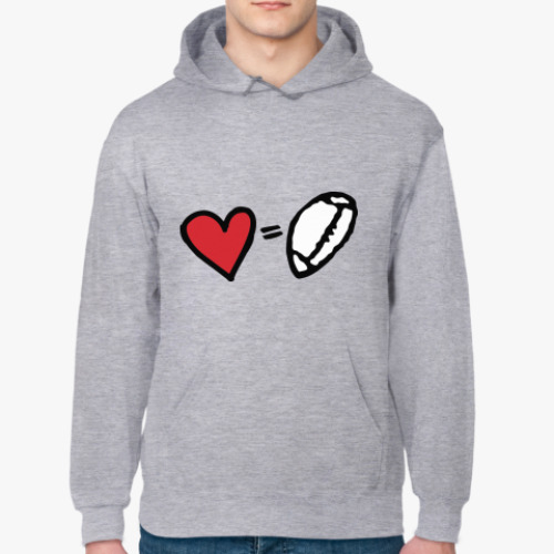 Толстовка худи с принтом Love equals rugby