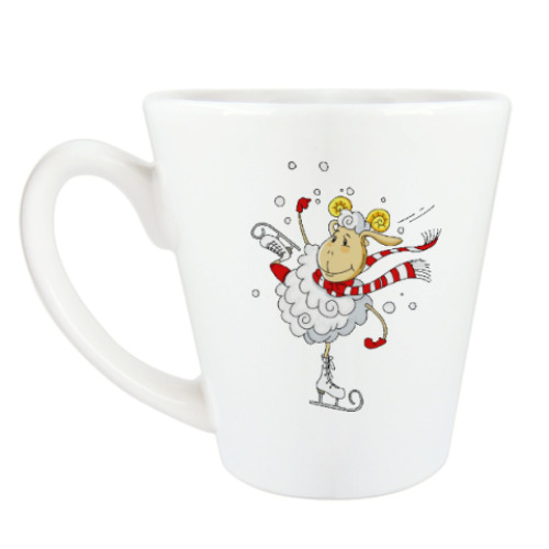 Чашка Латте с принтом Овечка на коньках