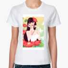 Классическая женская футболка Девушка в цветах