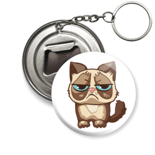 Брелок-открывашка с принтом Угрюмый кот Тард - Grumpy Cat