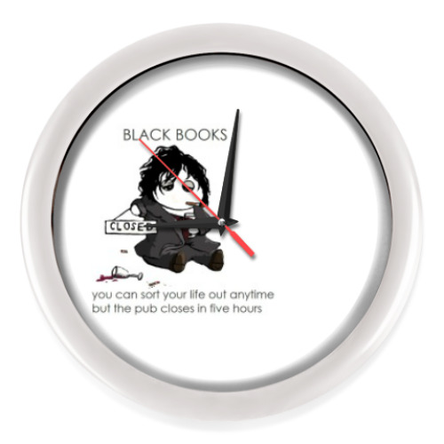 Настенные часы с принтом Black Books Dylan Moran