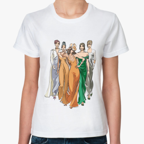 Классическая футболка с принтом Девушки