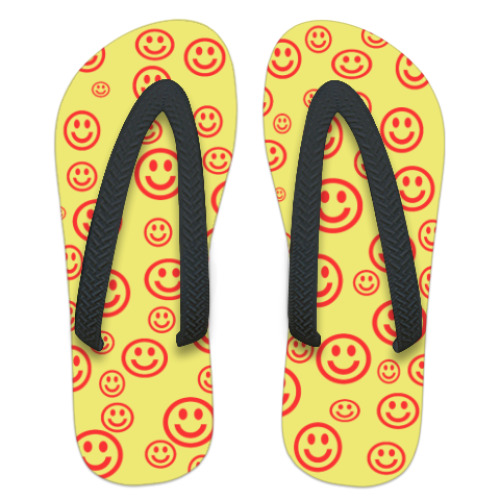 Шлепанцы (сланцы) с принтом  'Смайлик'